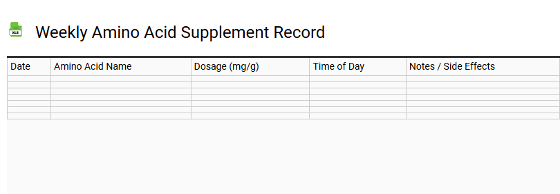 Weekly Amino Acid Supplement Record