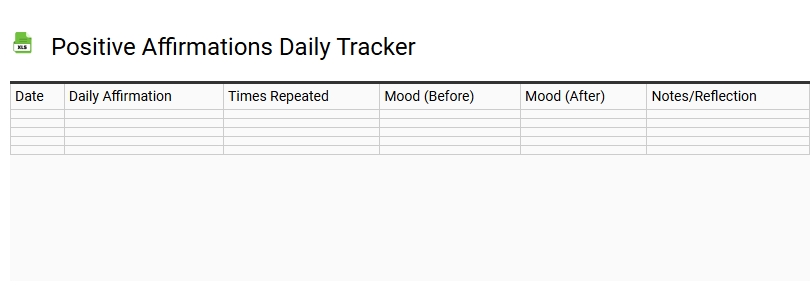 Positive Affirmations Daily Tracker