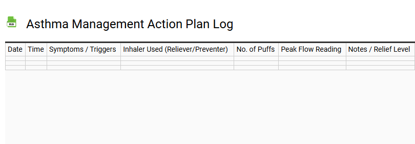 Asthma Management Action Plan Log