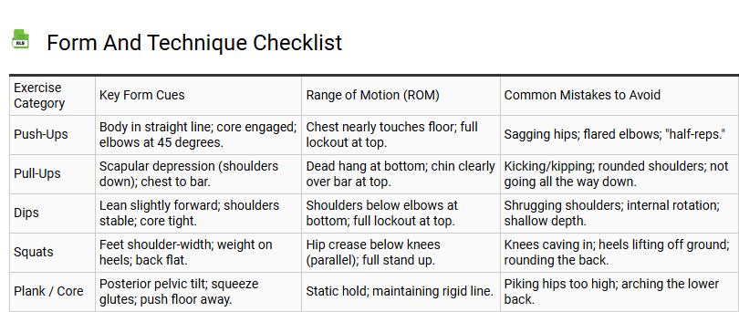 Form and Technique Checklist