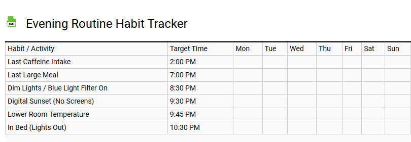 Evening Routine Habit Tracker