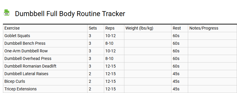 Dumbbell Full Body Routine Tracker