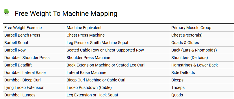 Free Weight to Machine Mapping