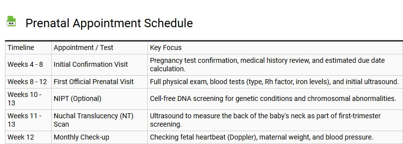 Prenatal Appointment Schedule
