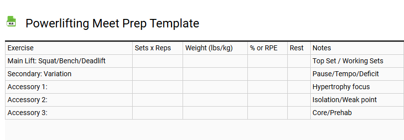 Powerlifting Meet Prep Template