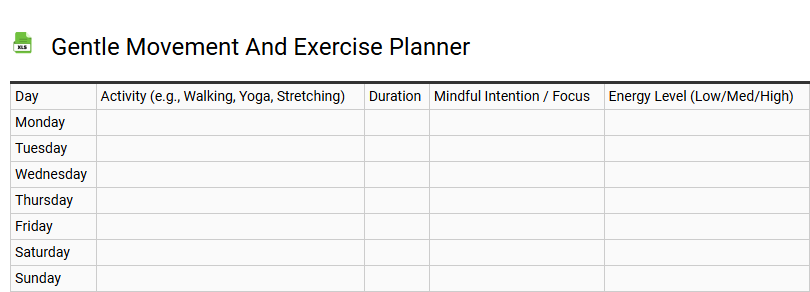 Gentle Movement and Exercise Planner
