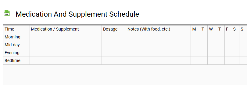 Medication and Supplement Schedule