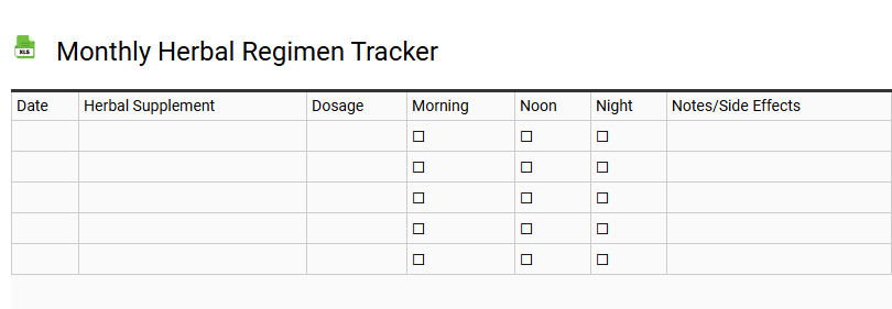 Monthly Herbal Regimen Tracker