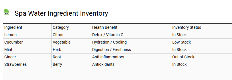 Spa Water Ingredient Inventory