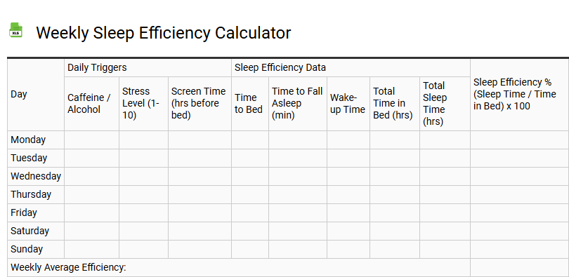 Weekly Sleep Efficiency Calculator
