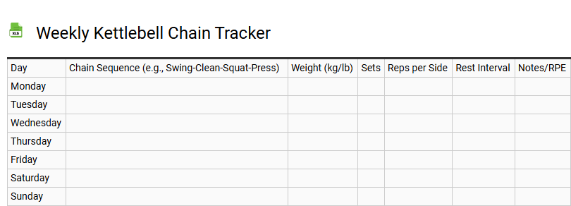 Weekly Kettlebell Chain Tracker