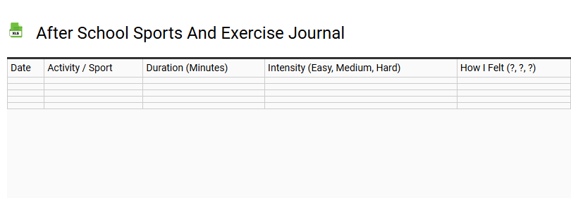 After School Sports and Exercise Journal