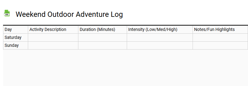 Weekend Outdoor Adventure Log