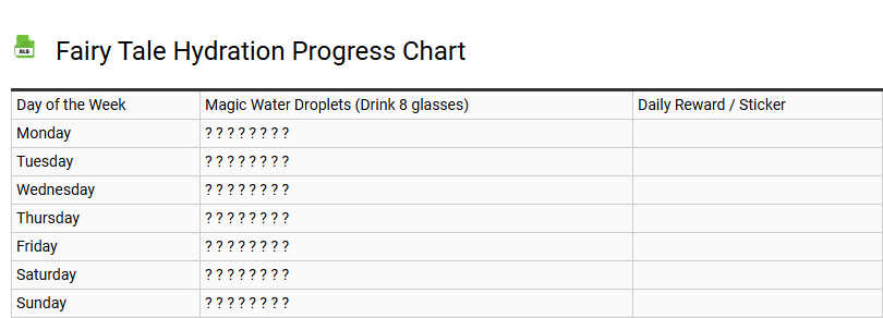 Fairy Tale Hydration Progress Chart