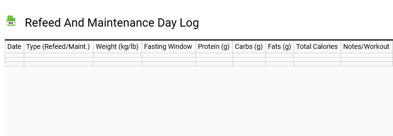 Refeed and Maintenance Day Log