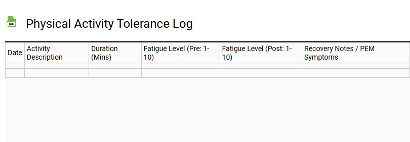 Physical Activity Tolerance Log