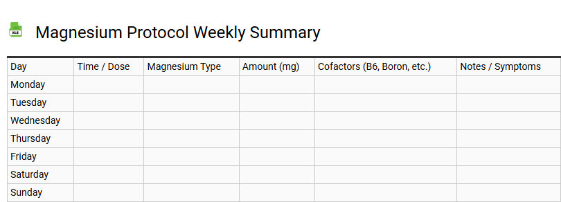 Magnesium Protocol Weekly Summary