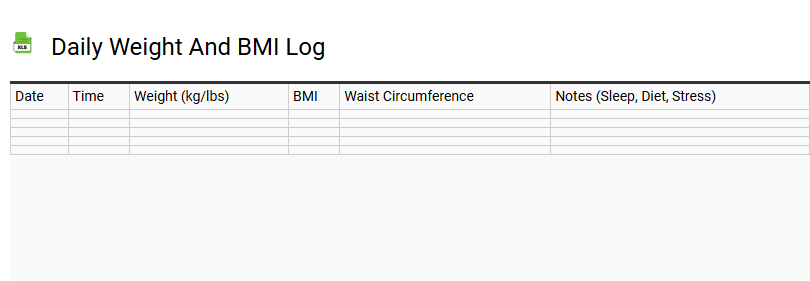 Daily Weight and BMI Log