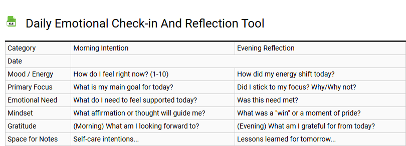Daily Emotional Check-in and Reflection Tool