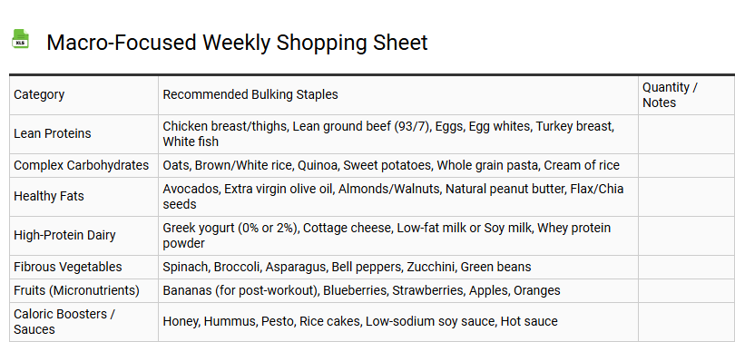 Macro-Focused Weekly Shopping Sheet