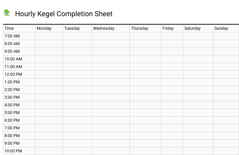 Hourly Kegel Completion Sheet