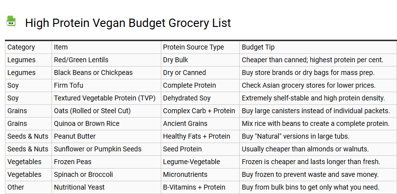 High Protein Vegan Budget Grocery List