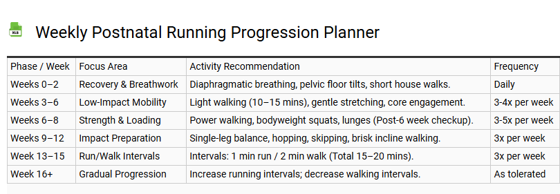 Weekly Postnatal Running Progression Planner