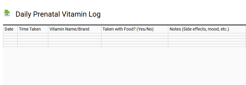 Daily Prenatal Vitamin Log