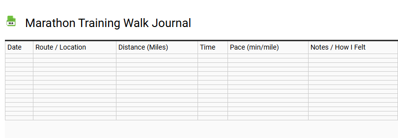 Marathon Training Walk Journal