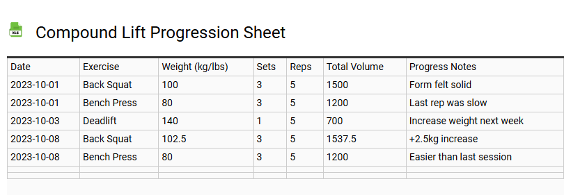 Compound Lift Progression Sheet