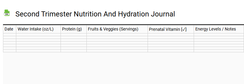 Second Trimester Nutrition and Hydration Journal