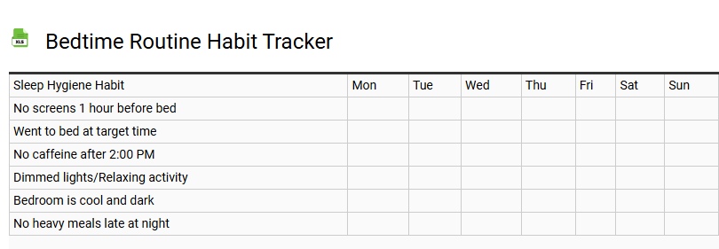 Bedtime Routine Habit Tracker