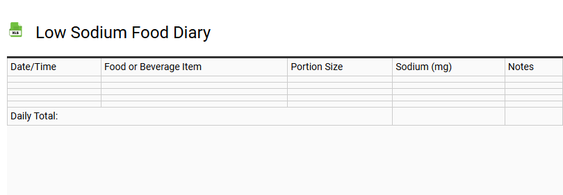 Low Sodium Food Diary