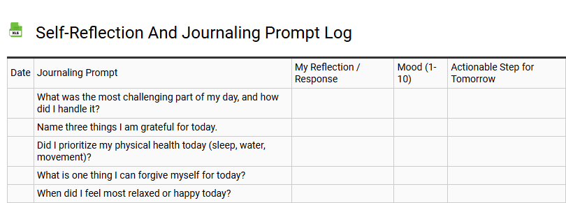 Self-Reflection and Journaling Prompt Log