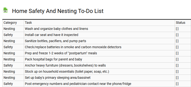 Home Safety and Nesting To-Do List