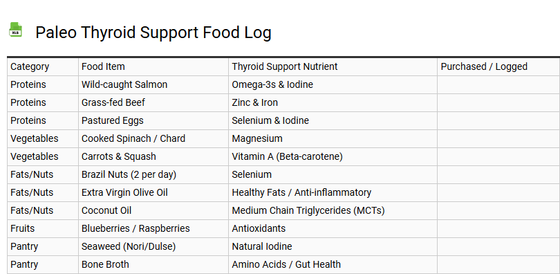 Paleo Thyroid Support Food Log