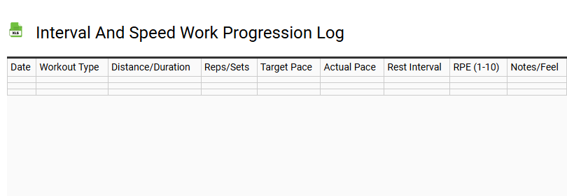 Interval and Speed Work Progression Log