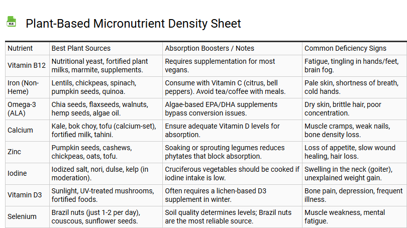 Plant-Based Micronutrient Density Sheet