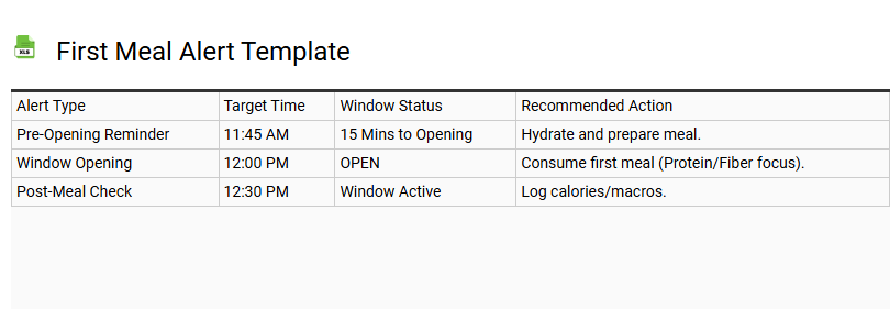 First Meal Alert Template