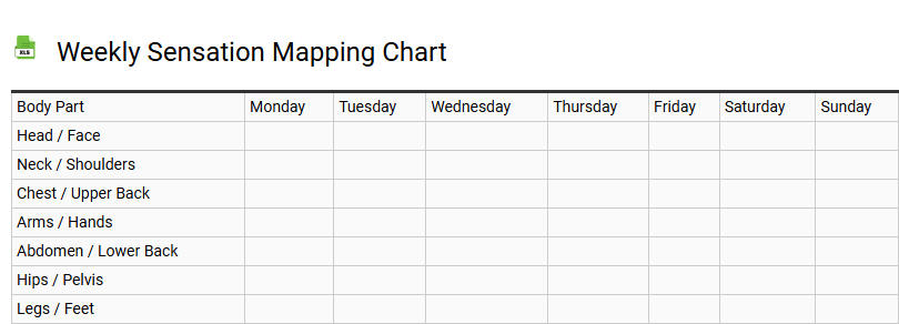 Weekly Sensation Mapping Chart
