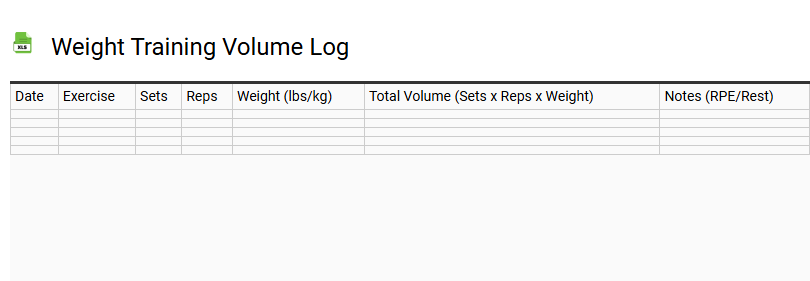 Weight Training Volume Log