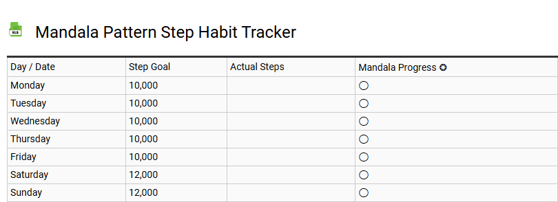 Mandala Pattern Step Habit Tracker