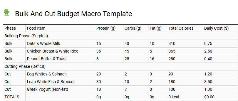 Bulk and Cut Budget Macro Template