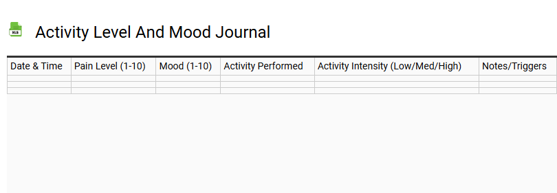 Activity Level and Mood Journal
