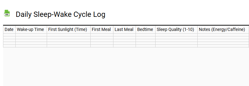 Daily Sleep-Wake Cycle Log