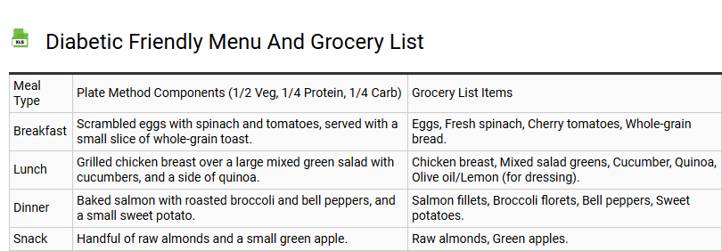 Diabetic Friendly Menu and Grocery List