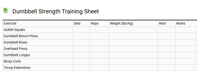 Dumbbell Strength Training Sheet