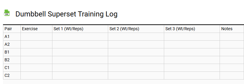 Dumbbell Superset Training Log