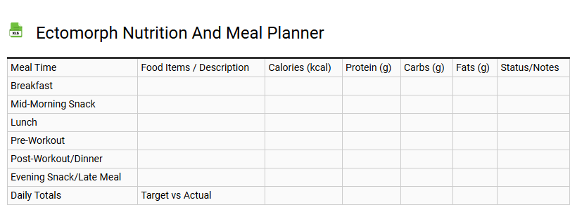 Ectomorph Nutrition and Meal Planner