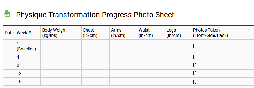 Physique Transformation Progress Photo Sheet